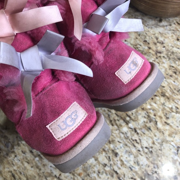 ‼️SALE‼️ Ugg Australia Bailey Bow II Pink Boot w/ Satin Bow - Picture 7 of 9